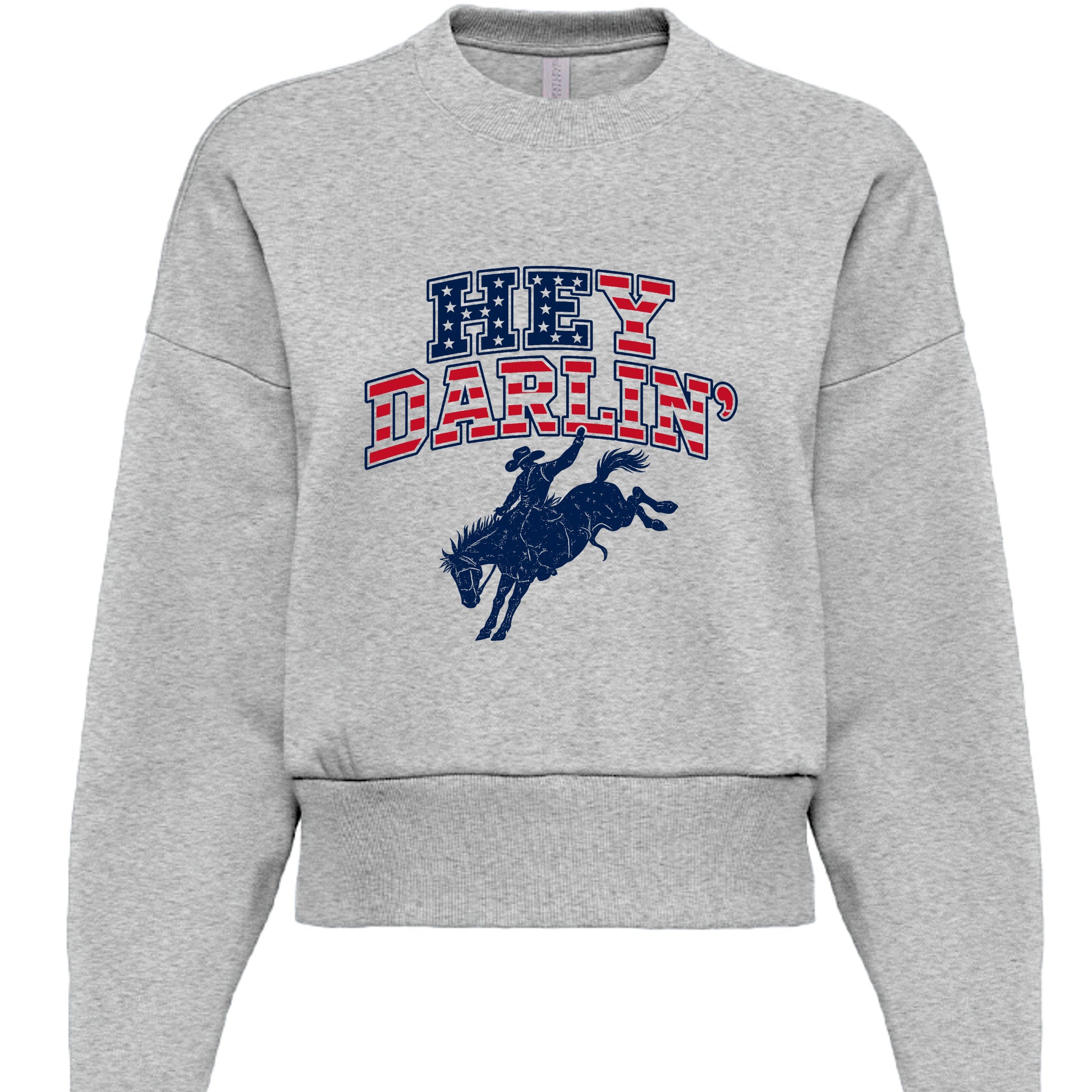 "Hey Darlin western rodeo cropped heavyweight sweatshirt in Heather Gray"