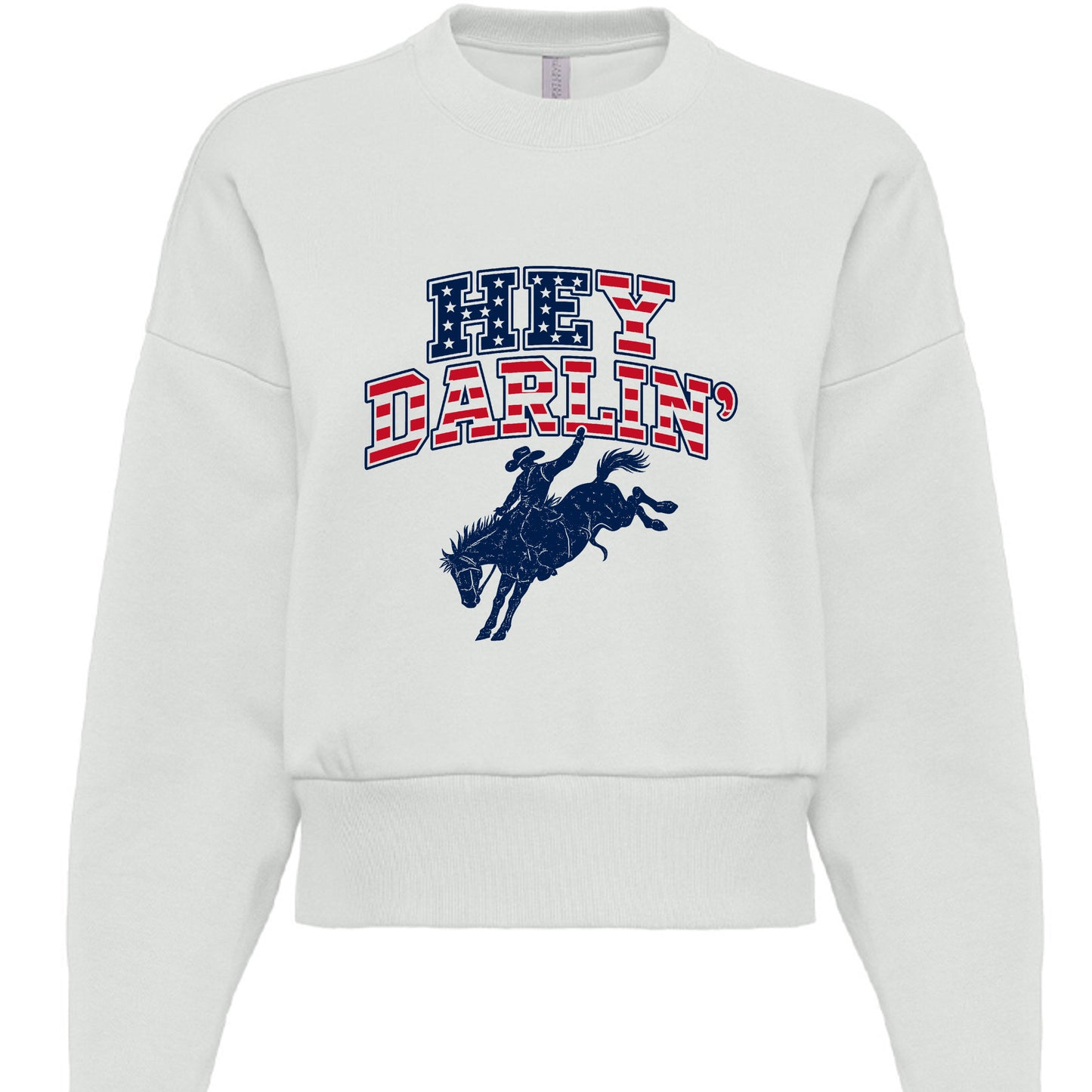 "Hey Darlin western rodeo cropped heavyweight sweatshirt in Cream"