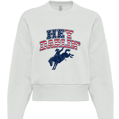 "Hey Darlin western rodeo cropped heavyweight sweatshirt in Cream"