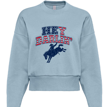 "Hey Darlin western rodeo cropped heavyweight sweatshirt in Camel"