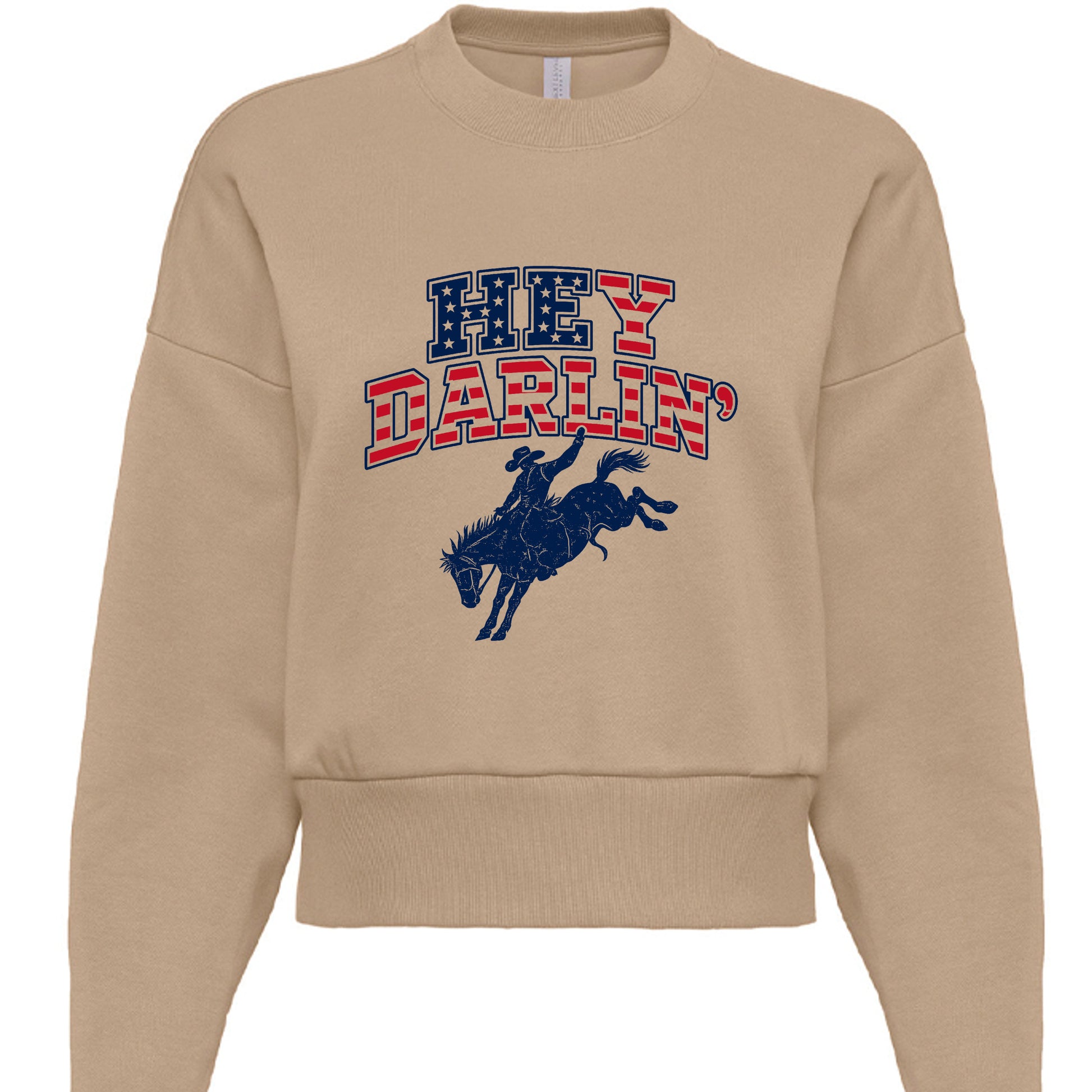 "Hey Darlin western rodeo cropped heavyweight sweatshirt in Camel"