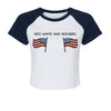 Red Navy and Boobies patriotic cropped raglan shirt front