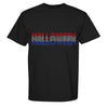 BLACK - Halloween red white blue retro graphic t-shirt front view