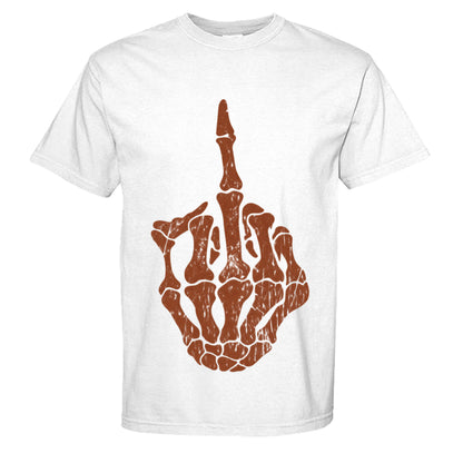 WHITE - "Bone To Pick skeleton hand graphic oversized t-shirt  front view"