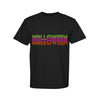 black retro stacked halloween tee shirt