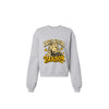Product flats: "I Beg Your Pardon retro country graphic crewneck sweatshirt in grey  front view"