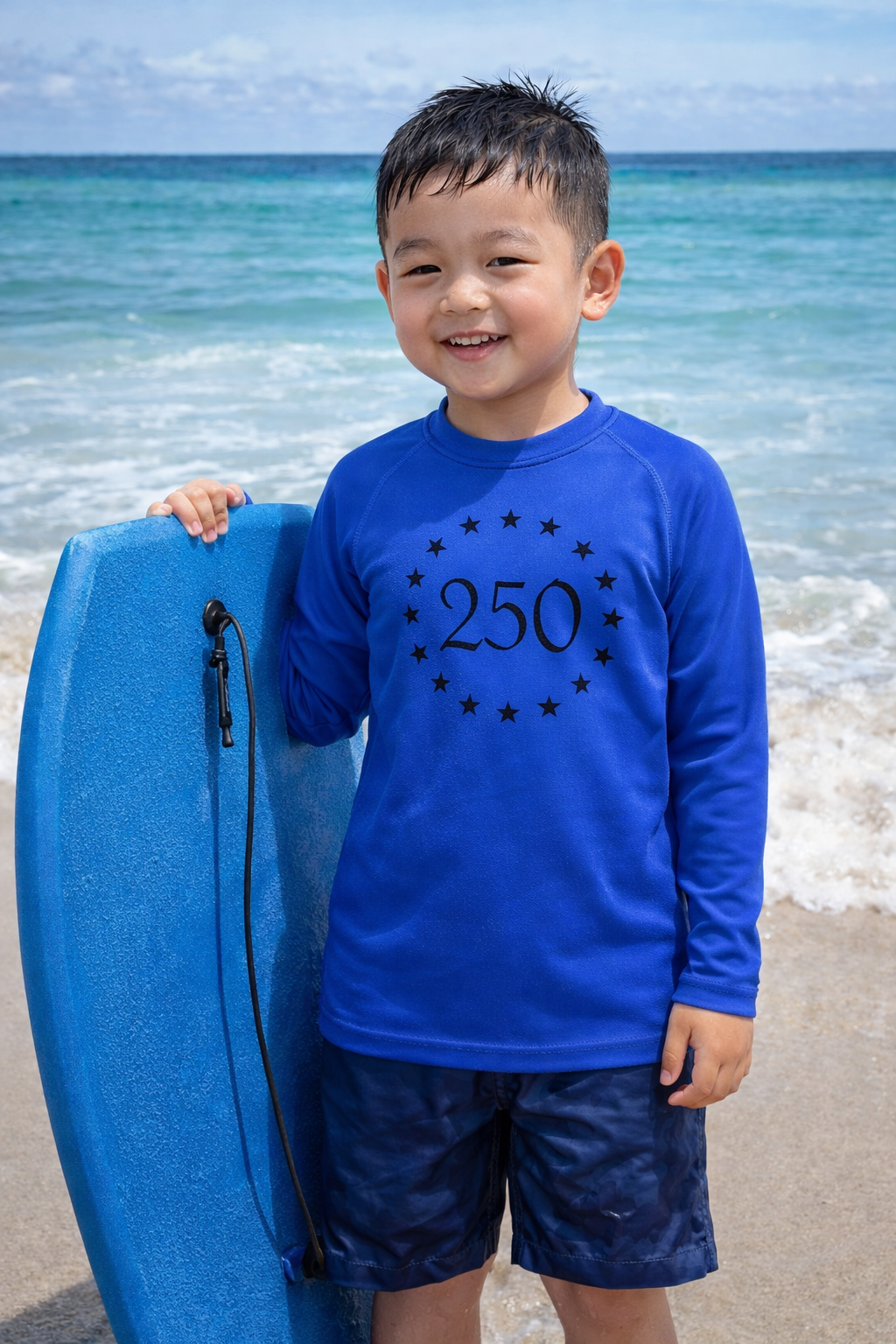 kids betsy 250 rashguard blue front | land of the free 250