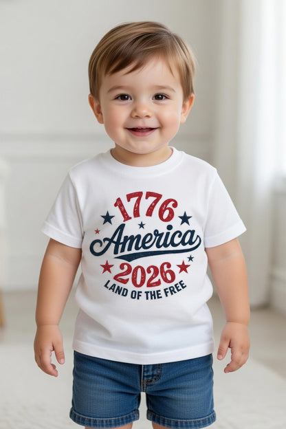 toddler america 250 white front | land of the free 250